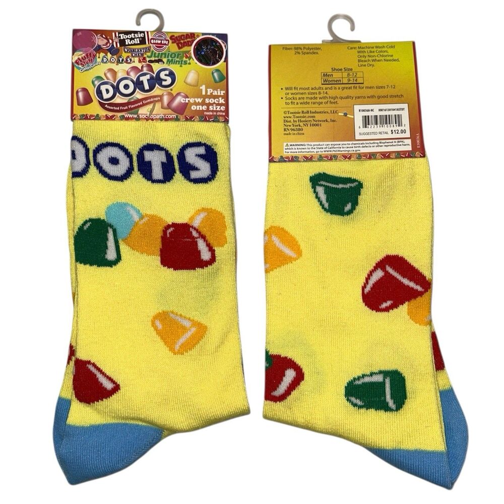 1x Dots Gumdrops Novelty Crew Socks Adult Set One Size